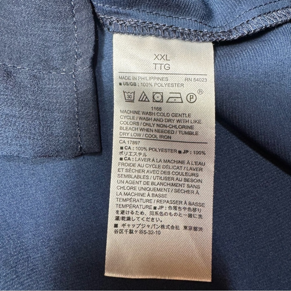 New Banana Republic Silky Oversized Preppy Navy Long Sleeve Shirt Size XXL - Picture 6 of 6